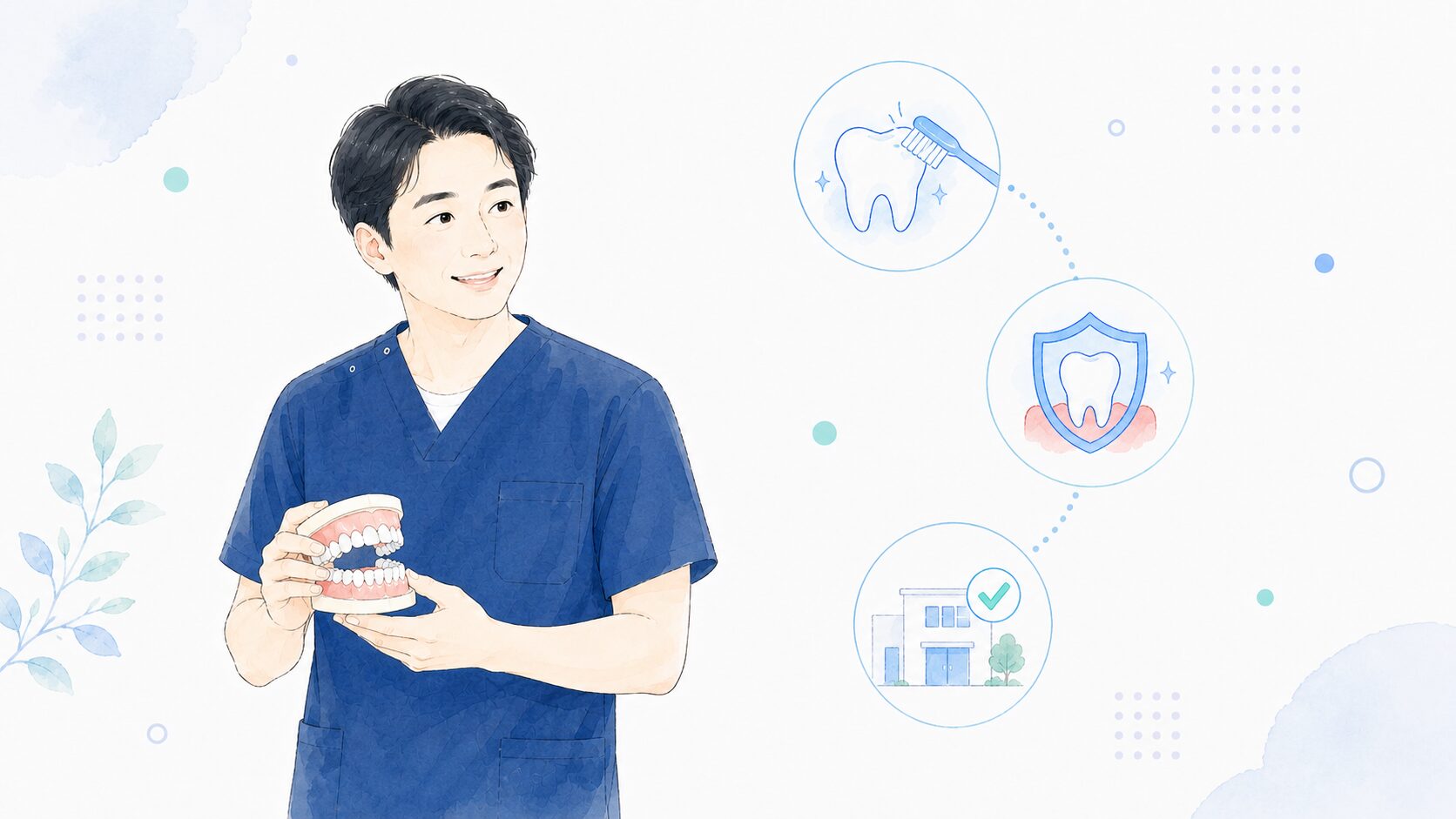 歯科医師が患者にやさしく説明するイラスト