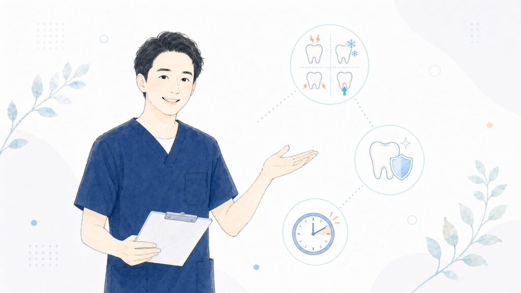 痛み方の見分けと早めの受診をすすめる歯科医師