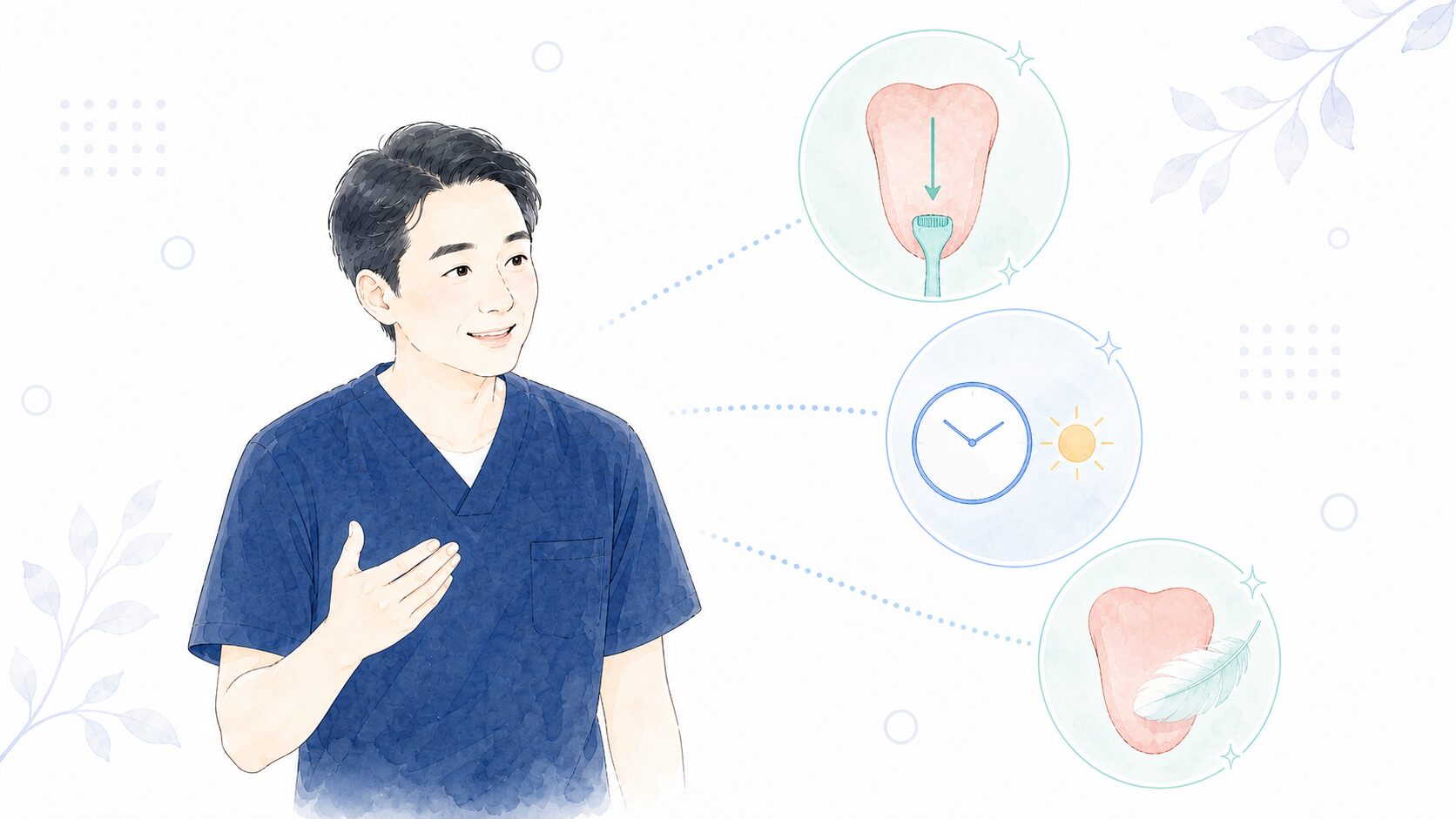 舌磨きのポイントを伝える歯科医師