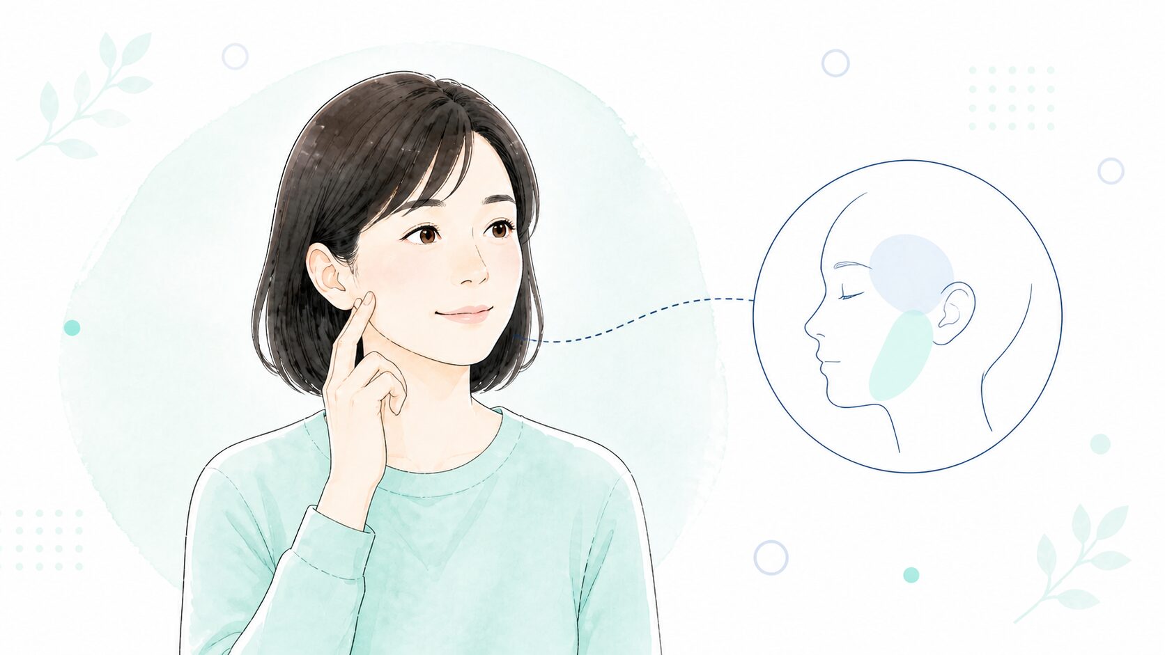 咬筋とこめかみ(側頭筋)の位置