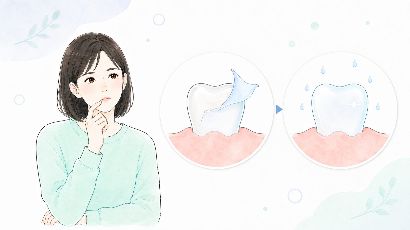 ホワイトニング後に歯の表面の膜がはがれ唾液で再生するしくみ