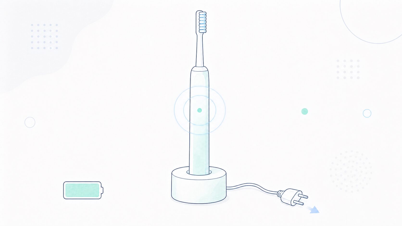 充電中の電動歯ブラシとコンセントのプラグ
