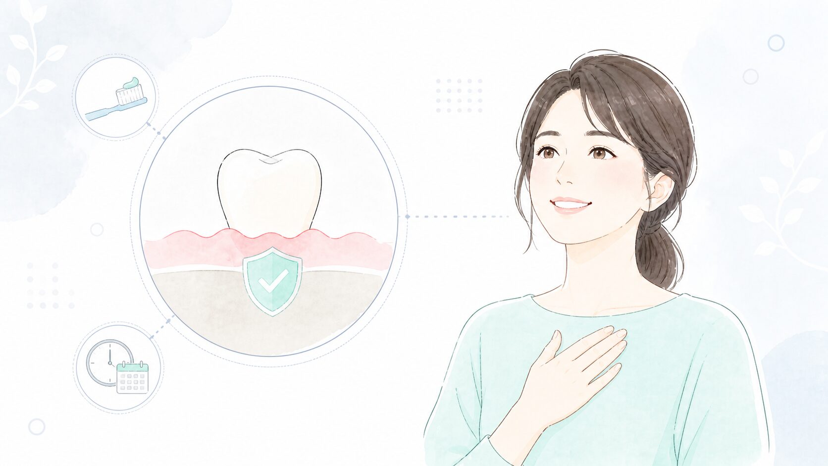 これ以上骨を減らさないことを表す盾のイラストと女性