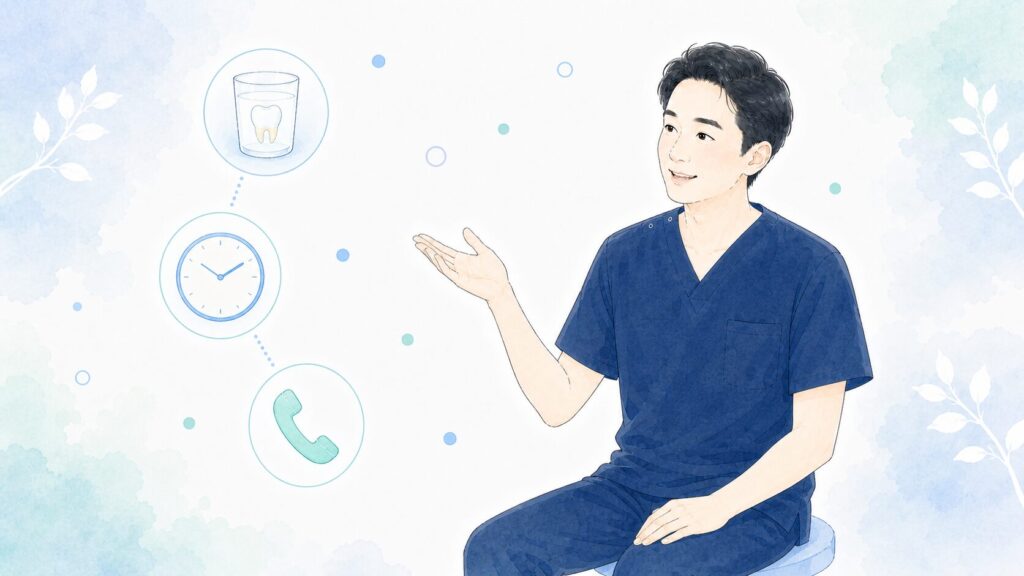 歯科医師がまとめを説明するイラスト