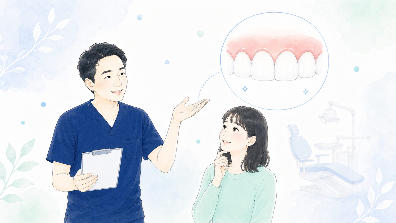 歯科医師が患者に説明しているイラスト