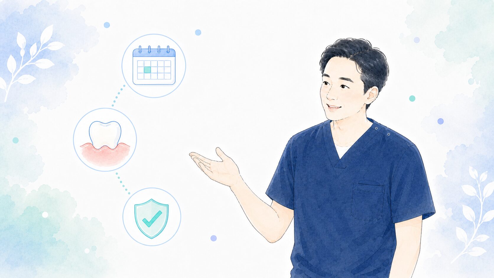 歯科医師が定期検診をすすめるイラスト